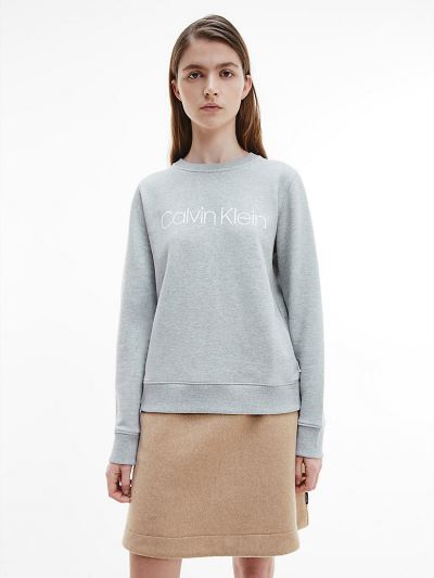 Calvin Klein Ruhák HU481519 | Calvin Klein Organic Cotton Logo Női Pulóver Világos Szürke
